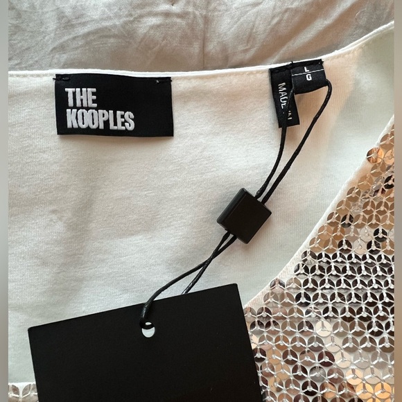 THE KOOPLES Silver sequined t-shirt, Size Large NWT short sleeve crew neck - Picture 10 of 14